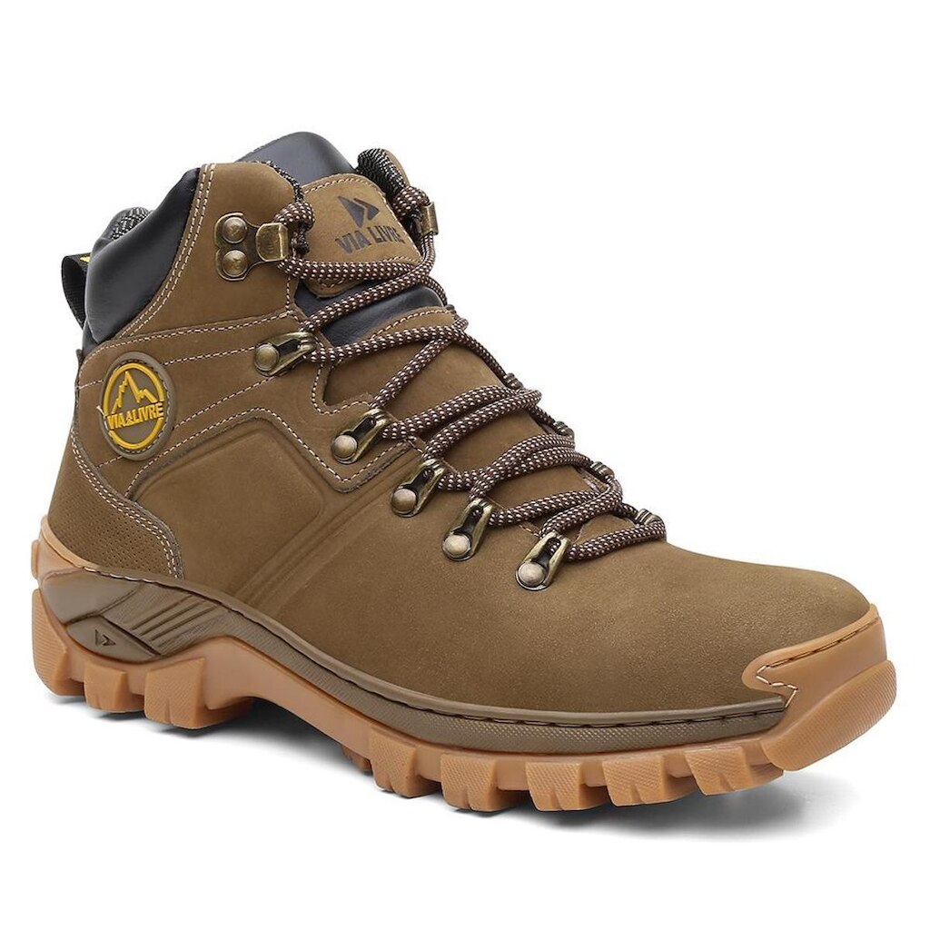 Coturno Cano Médio Couro Legítimo Masculino Adventure