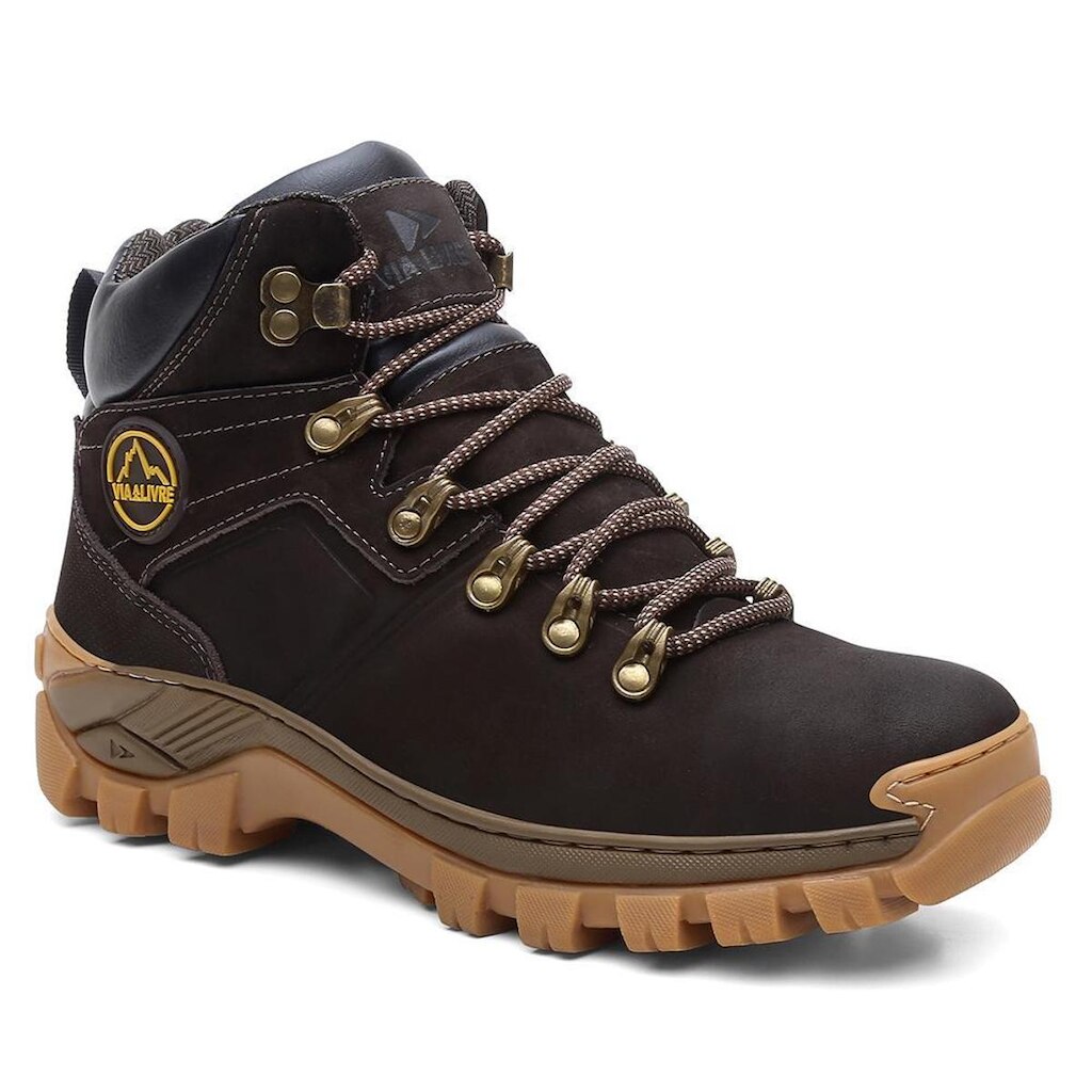 Coturno Cano Médio Couro Legítimo Masculino Adventure