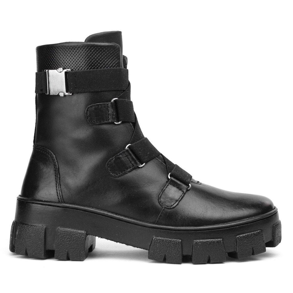Coturno Couro Feminino Tratorado Elastico Nicole Click Preto