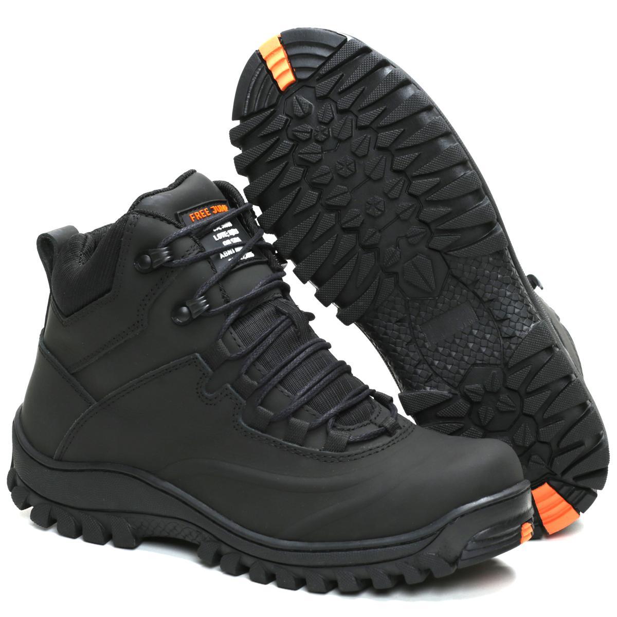 Coturno Couro Masculino Adventure Free Jump - Preto