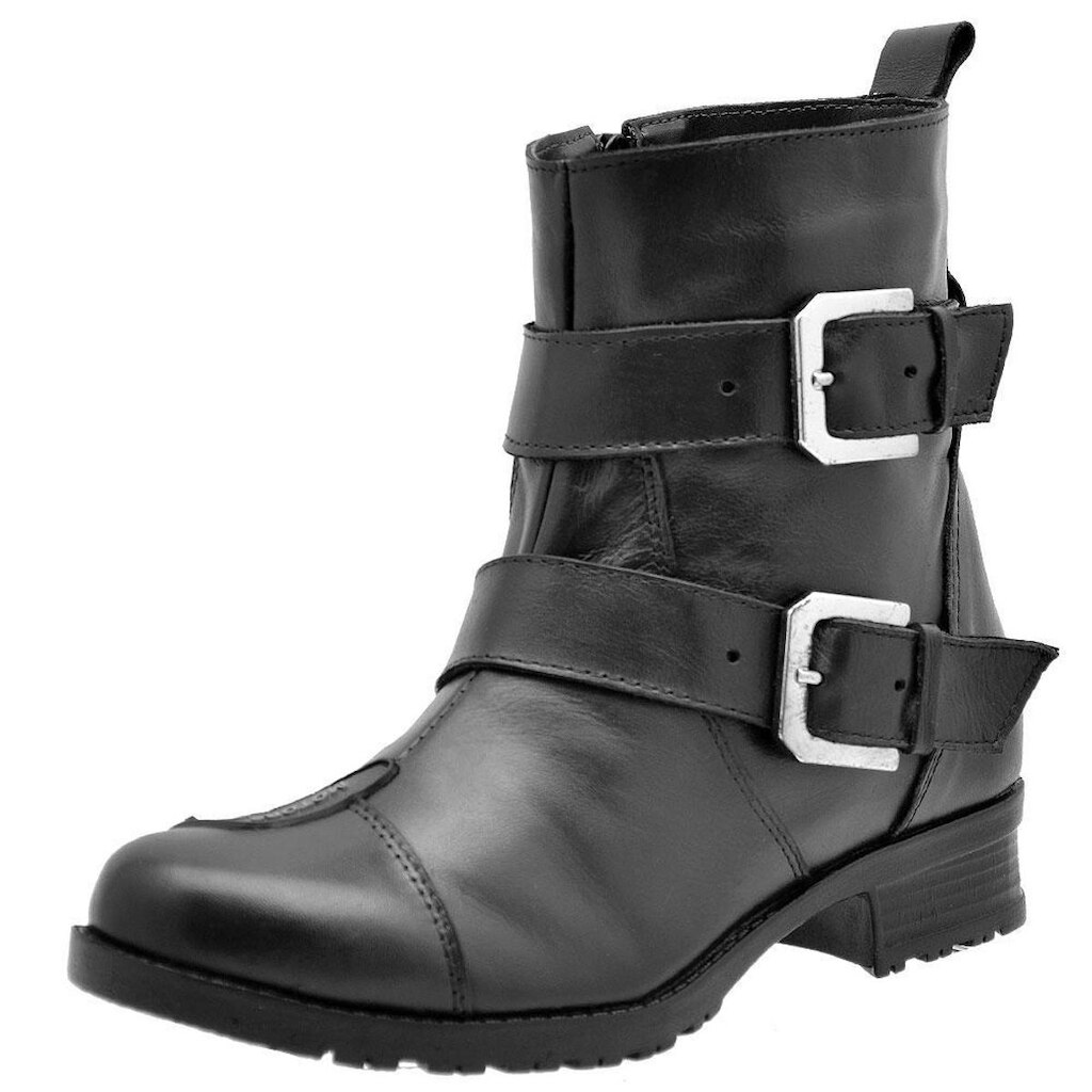 Coturno feminino cano baixo 15cm de zíper com fivelas semi-impermeável - Atron Shoes