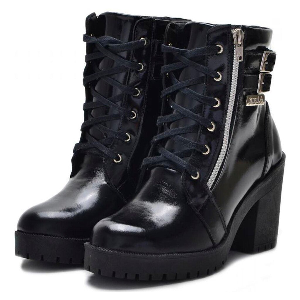 COTURNO FEMININO CANO CURTO COURO 9406 KM PRETO