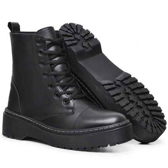 Coturno Feminino Couro Ecológico Bota Cano Médio Benellys