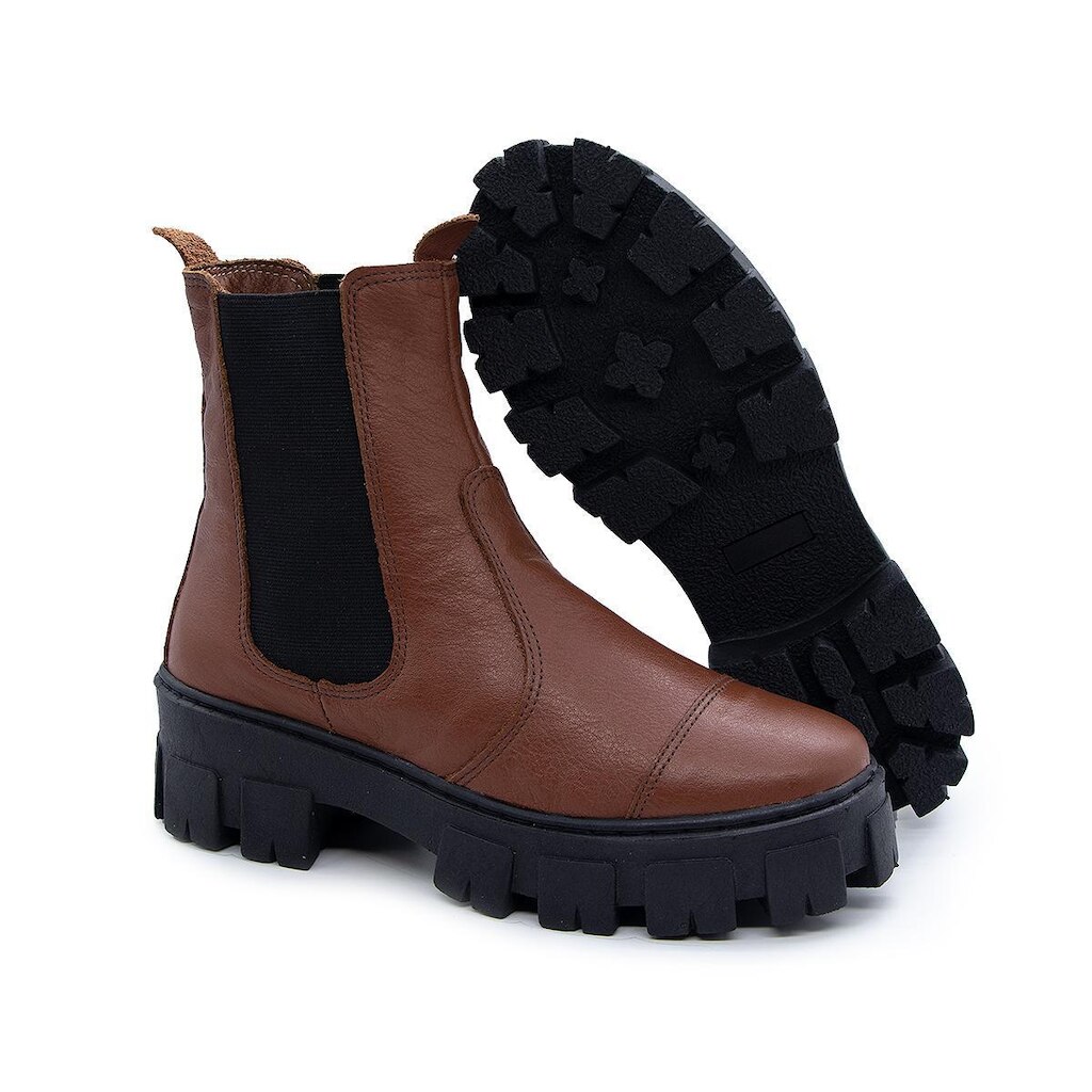 Coturno Feminino em Couro Bota