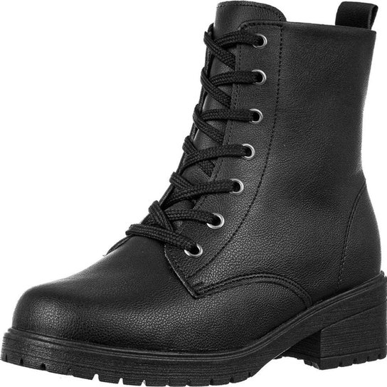 Coturno Feminino GiGiL Bota Salto Baixo - Preto Menor preço em Coturno Feminino GiGiL Bota Salto Baixo - Preto