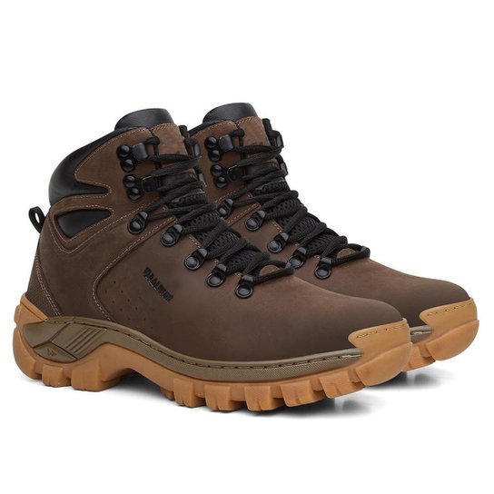 Coturno Masculino Adventure Couro Bota Conforto Resistente Colorado - Marrom Menor preço em Coturno Masculino Adventure Couro Bota Conforto Resistente Colorado - Marrom