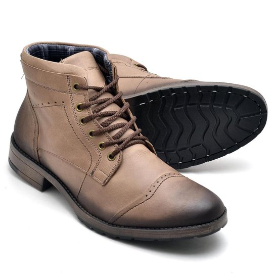 Coturno Masculino Bota Cano Baixo Em Couro Legitimo - Café Menor preço em Coturno Masculino Bota Cano Baixo Em Couro Legitimo - Café
