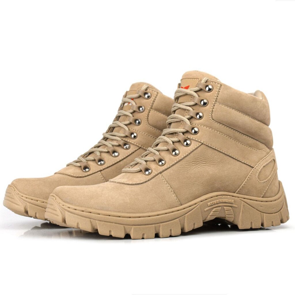 Coturno Masculino Bota Couro Legitimo Palmilha Em Gel
