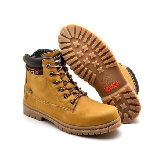Coturno Masculino Bota Tratorada Couro Adventure Azimute - Caramelo Menor preço em Coturno Masculino Bota Tratorada Couro Adventure Azimute - Caramelo