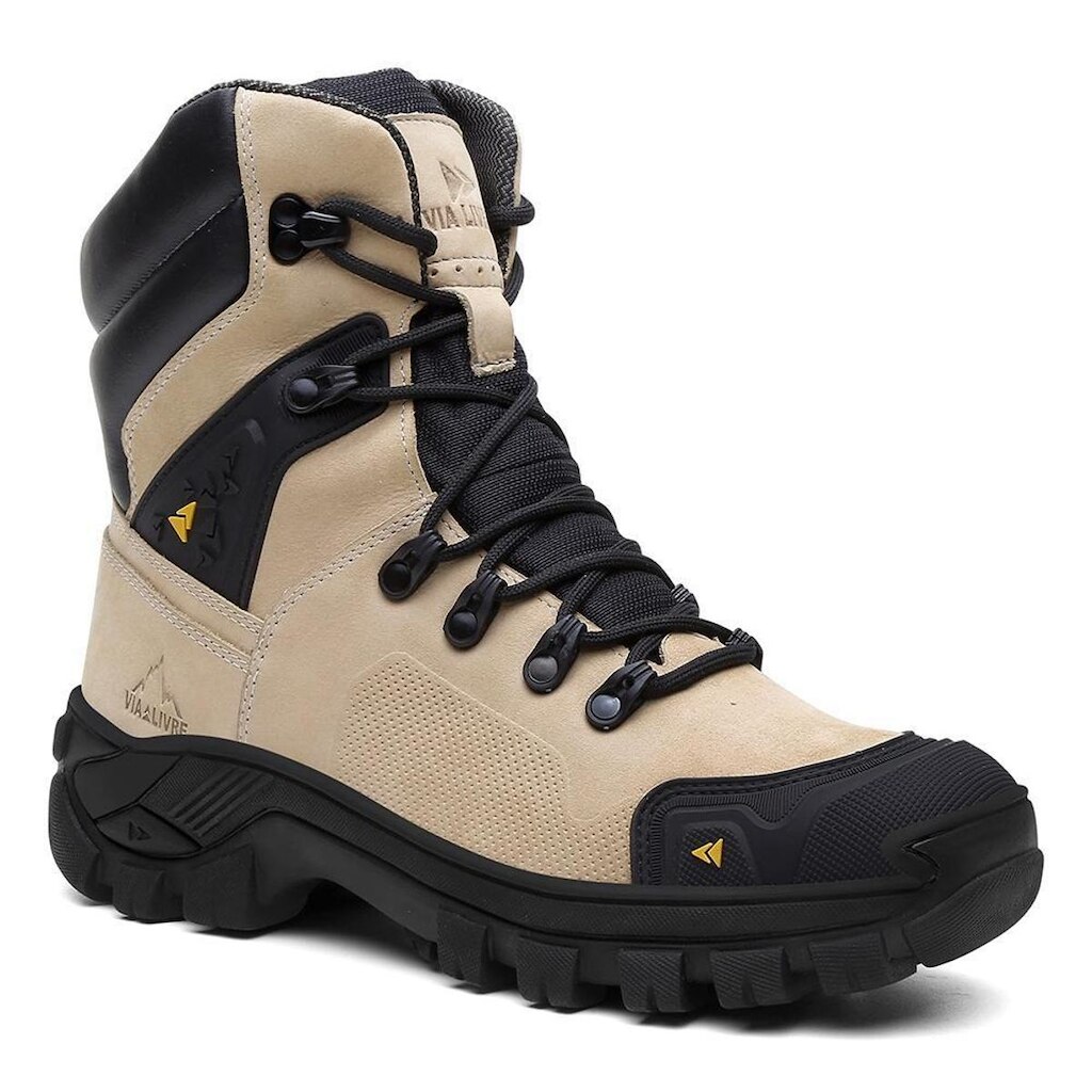 Coturno Masculino Cano Longo Couro Legítimo Militar Reforçada CA