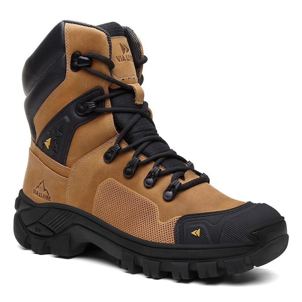 Coturno Masculino Cano Longo Couro Legítimo Militar Reforçada CA