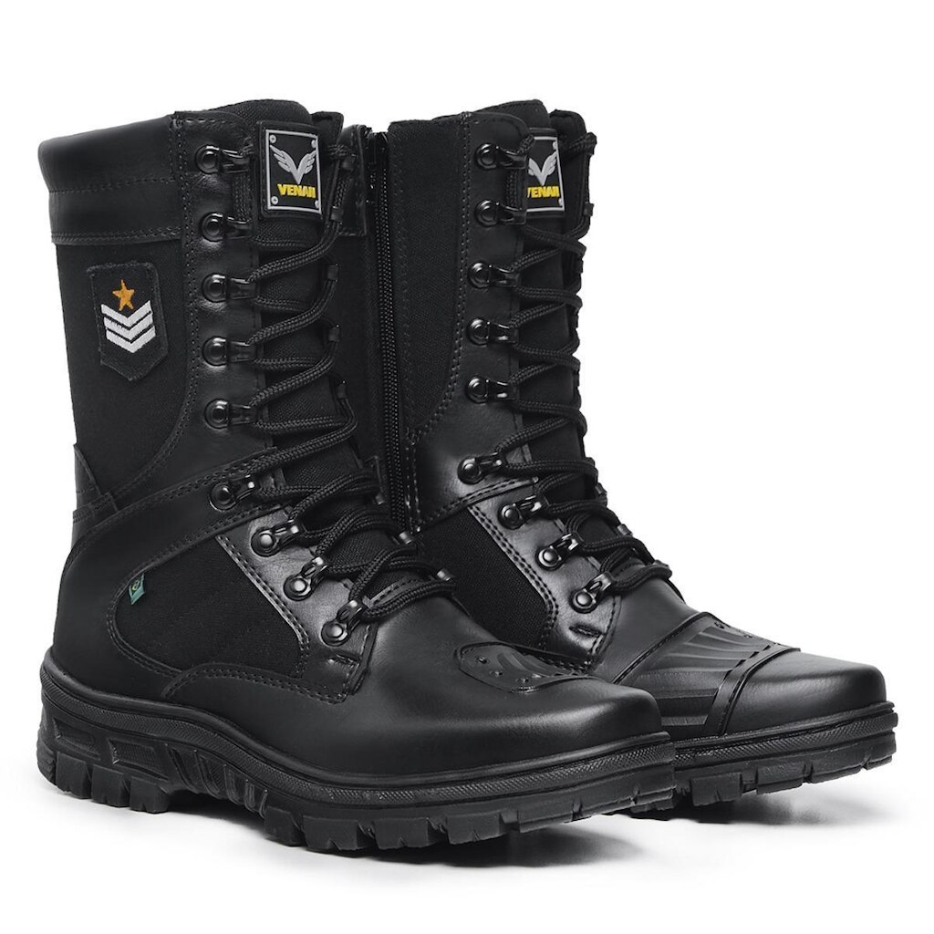 Coturno Masculino Couro Cano Longo Tático Militar Exército 620 couro