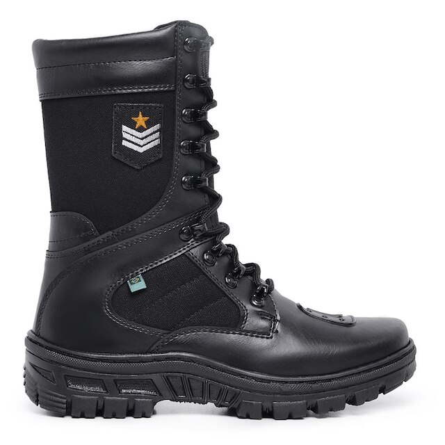 Coturno Masculino Couro Cano Longo Tático Militar Exército 620 couro