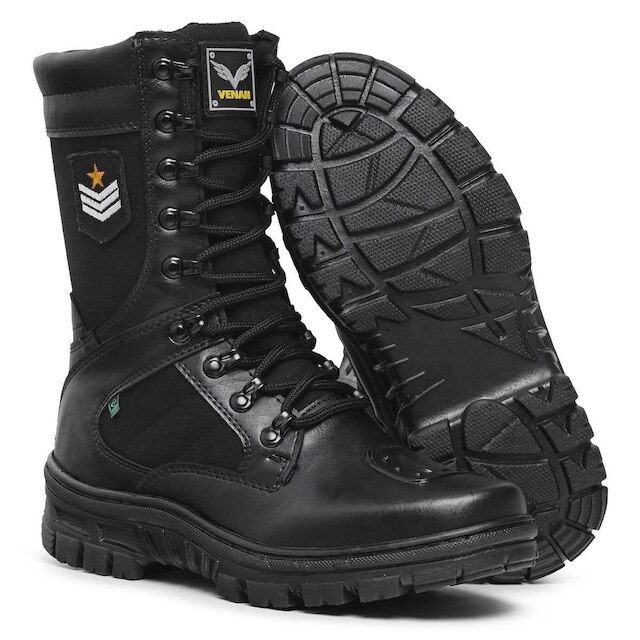 Coturno Masculino Couro Cano Longo Tático Militar Exército 620 couro