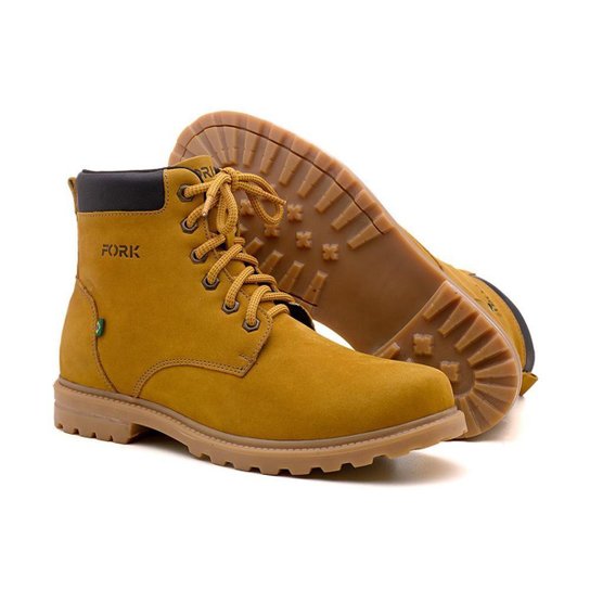 Coturno Masculino Couro Cano Médio Cadarço Estilo Casual - Amarelo Menor preço em Coturno Masculino Couro Cano Médio Cadarço Estilo Casual - Amarelo