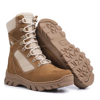 Coturno Masculino Couro Tratorado Nobuck Militar Conforto