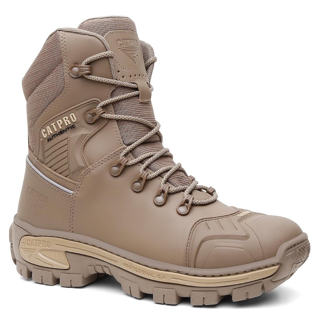 Coturno Masculino Em Couro Com C.A Original CatPro Cano Longo Biqueira Termoplástico Resistente Leve