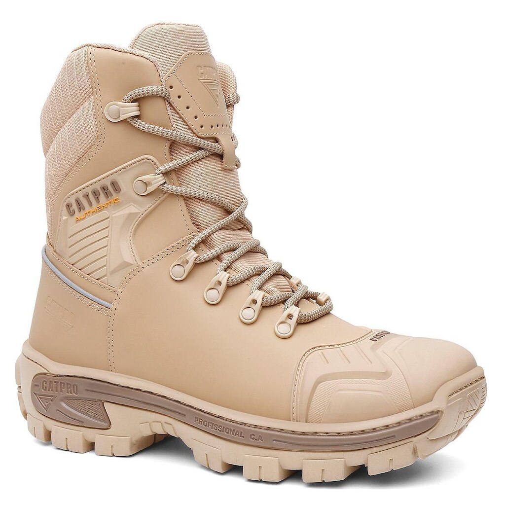 Coturno Masculino Em Couro Com C.A Original CatPro Cano Longo Biqueira Termoplástico Resistente Leve