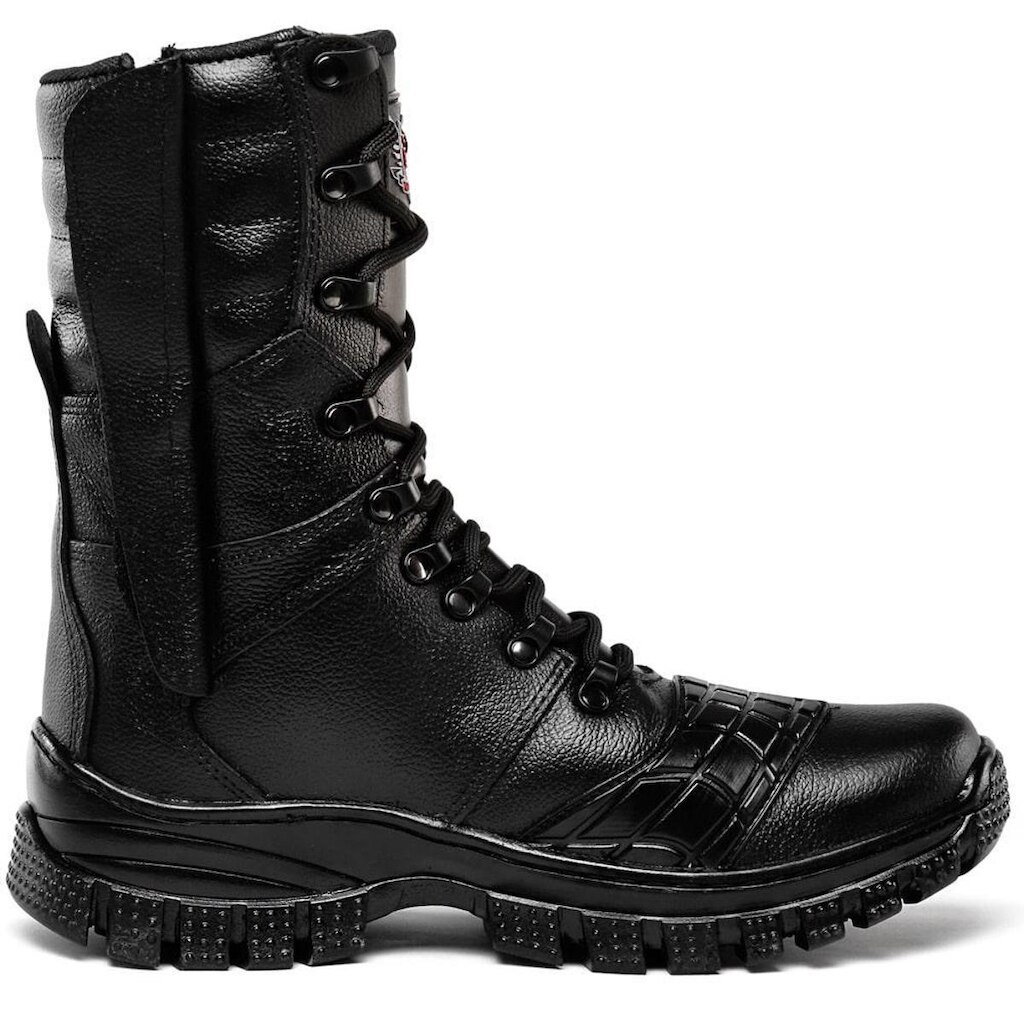 Coturno Masculino Tênis Bota Militar Tática Couro Legítimo Impermeável com Zíper