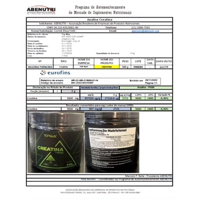 Creatina 100% Pura Monohidratada 210G Topway Sabor Neutro