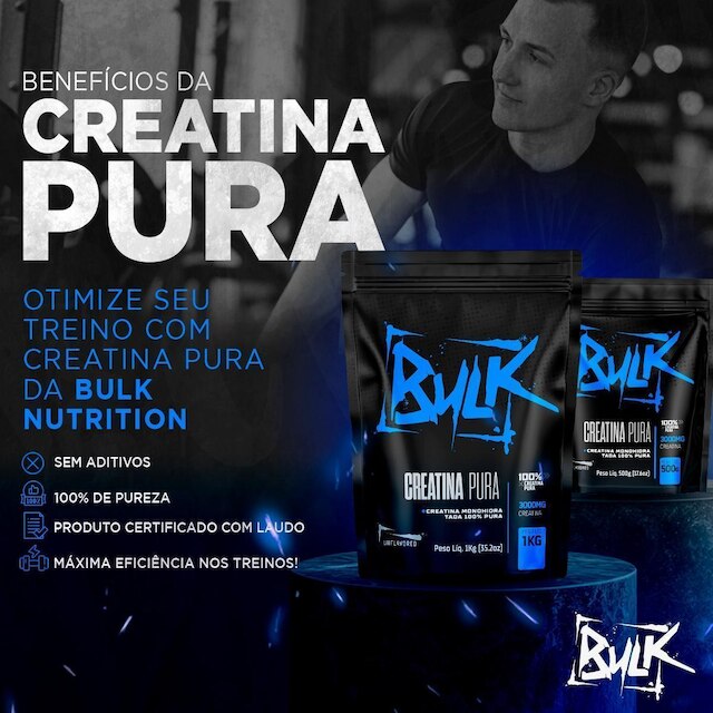 Creatina Monohidratada 100% Pura 1KG Bulk Suplementos