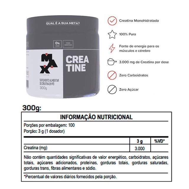 Creatina Monohidratada 300g Max Titanium