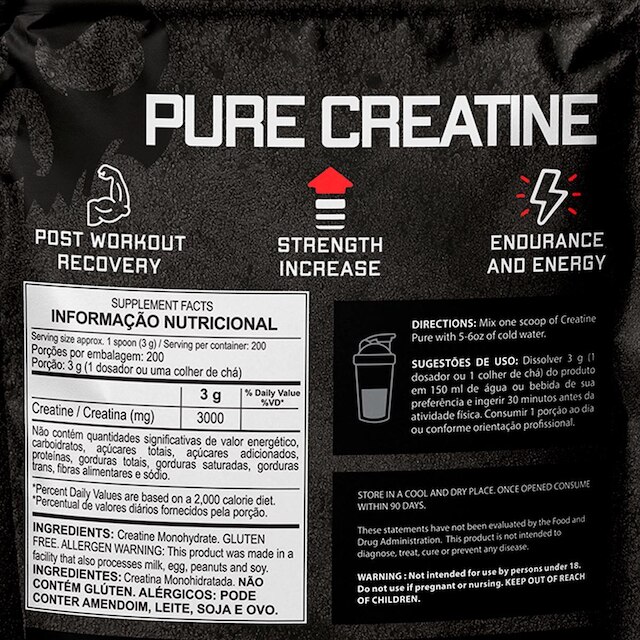 Creatina Monohidratada 500g - 100% Pura Importada Dark Lab