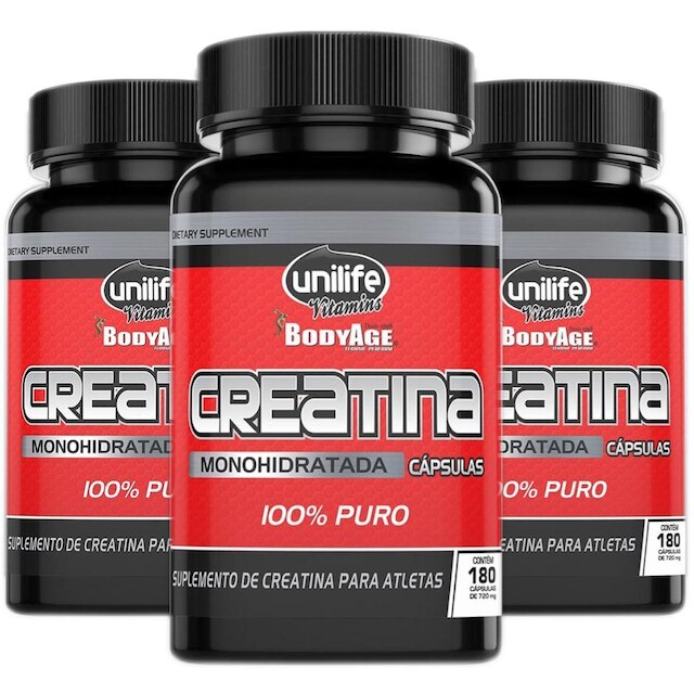 Creatina Monoidratada 100% Pura 60 Cáps de 720mg Kit com 3 | Netshoes