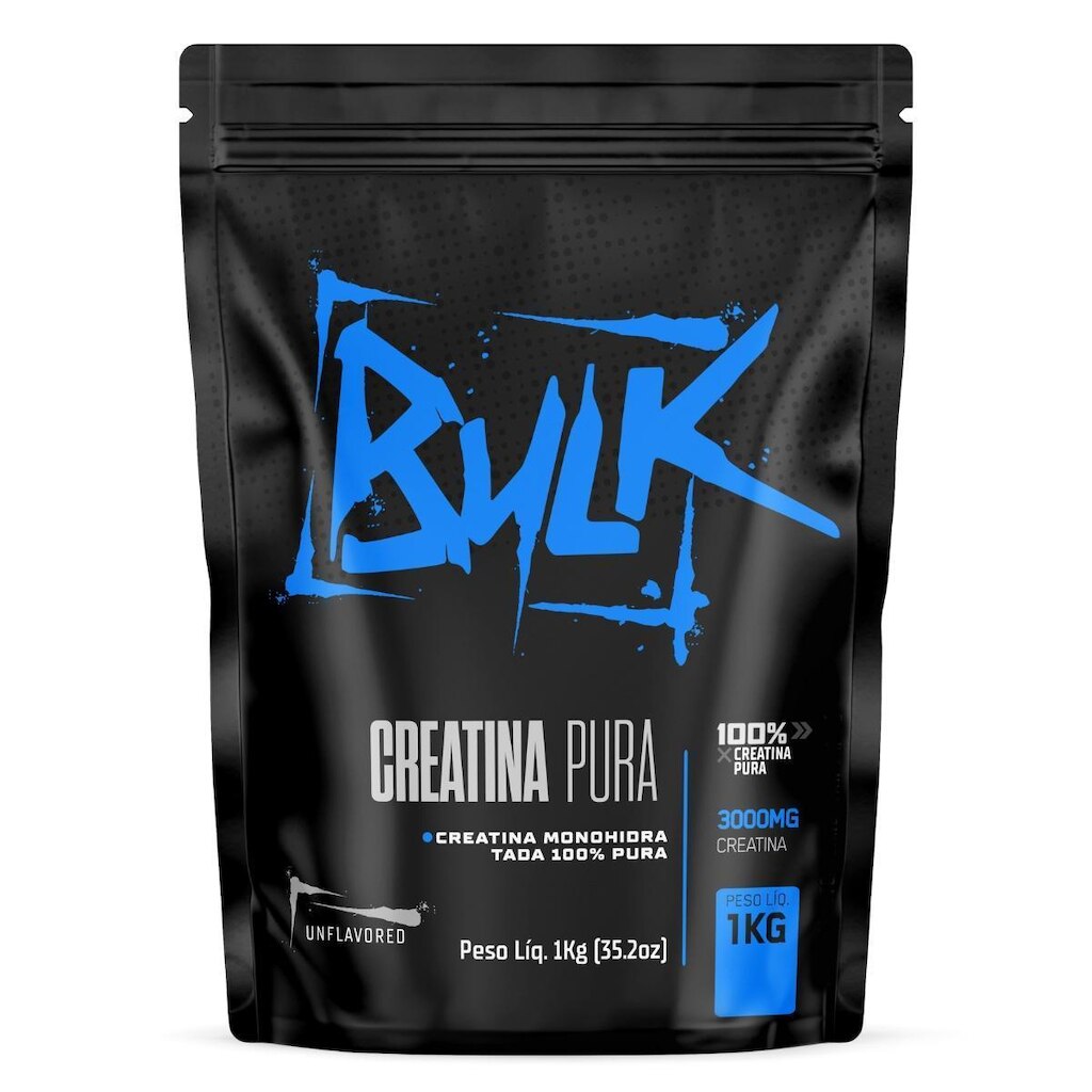 Creatina Pura 100% Monohidratada Importada 1KG - Suplemento em Pó Bulk Nutrition