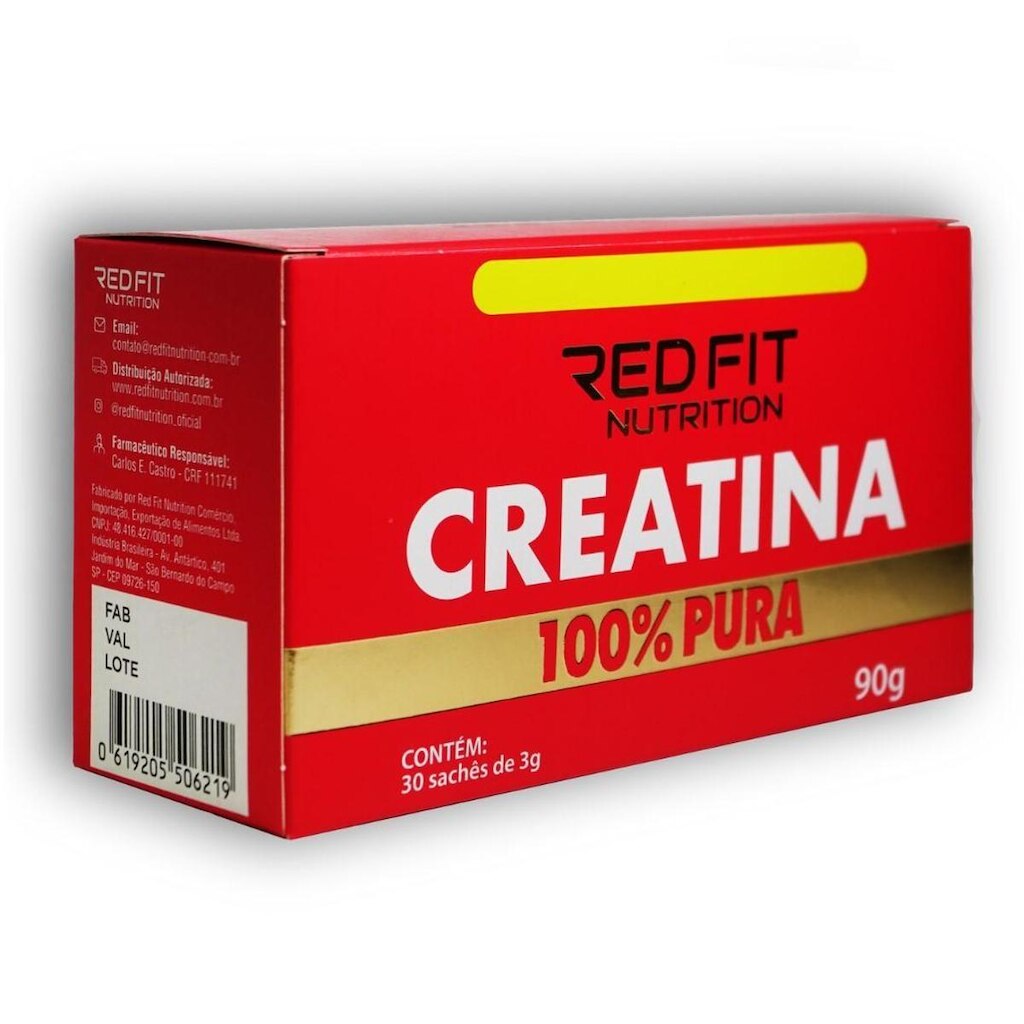 Creatina Red Fit Nutrition Pura Importada 30 Sachês 3g