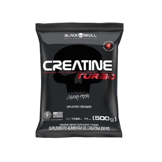 Creatina Turbo sachê 500g - Black Skull - Preto Menor preço em Creatina Turbo sachê 500g - Black Skull - Preto