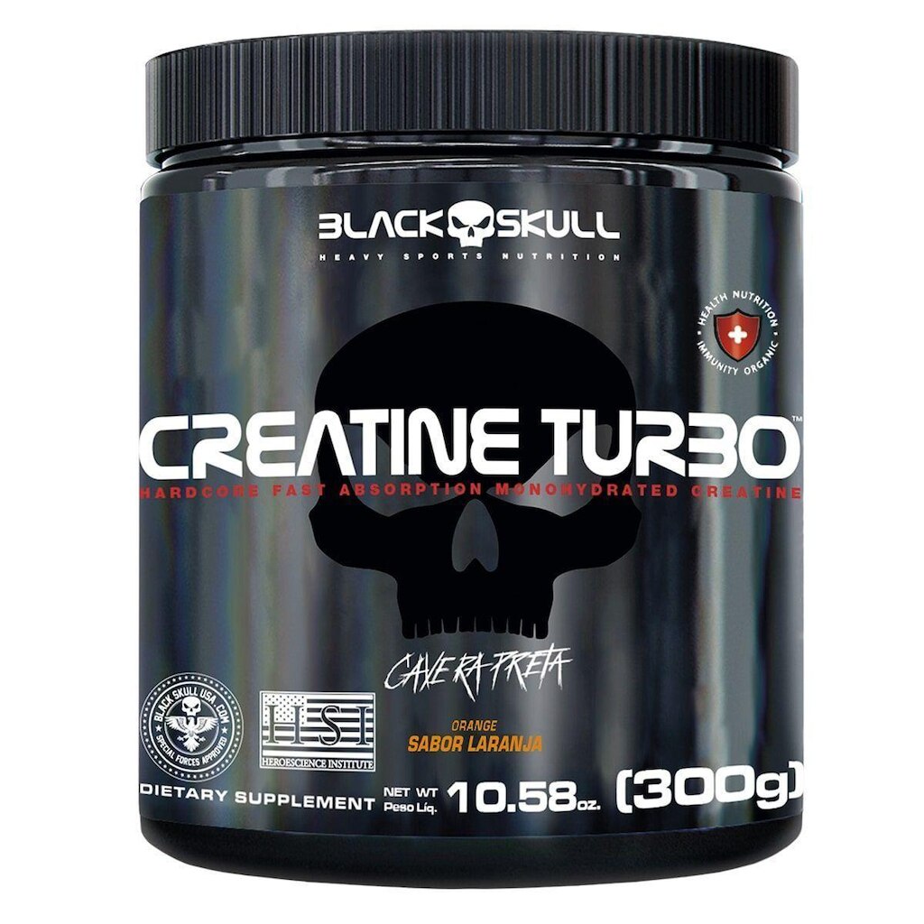 Creatine Turbo Monohidratada - 300g Laranja - Black Skull