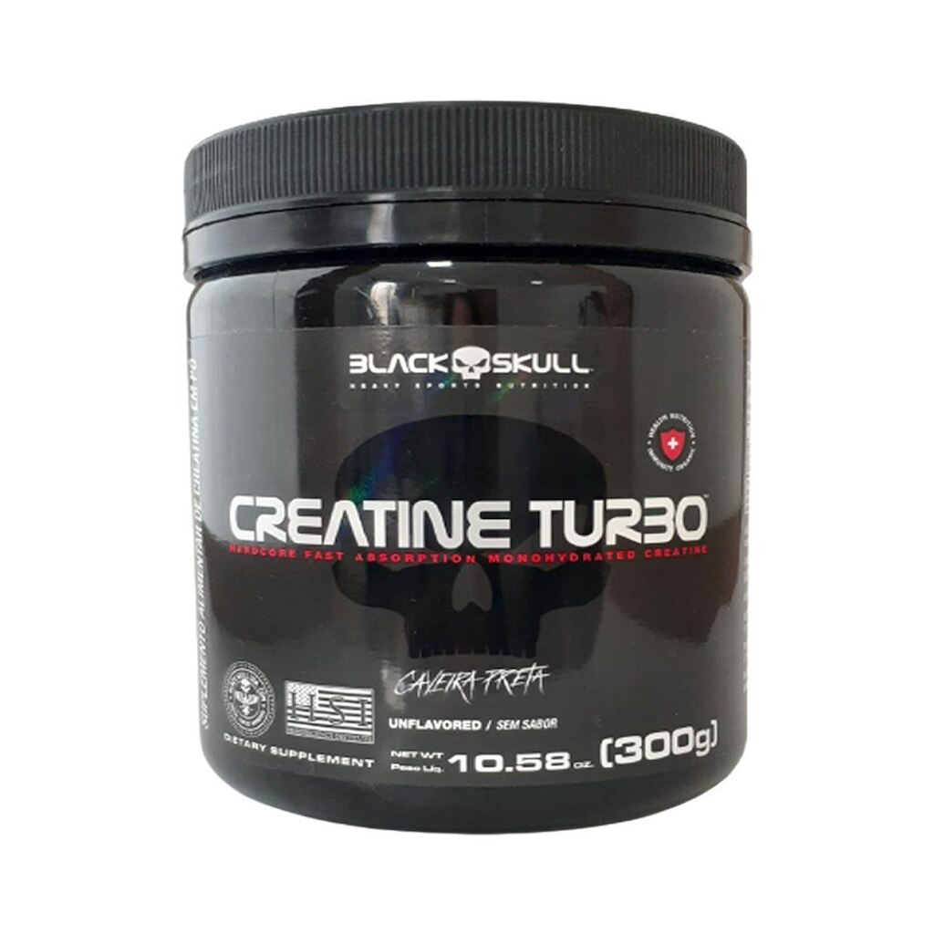 Creatine Turbo Monohidratada - 300g Sem Sabor  - Black Skull