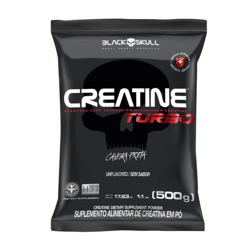 Creatine Turno Refil 500g Black Skull Caveira Preta