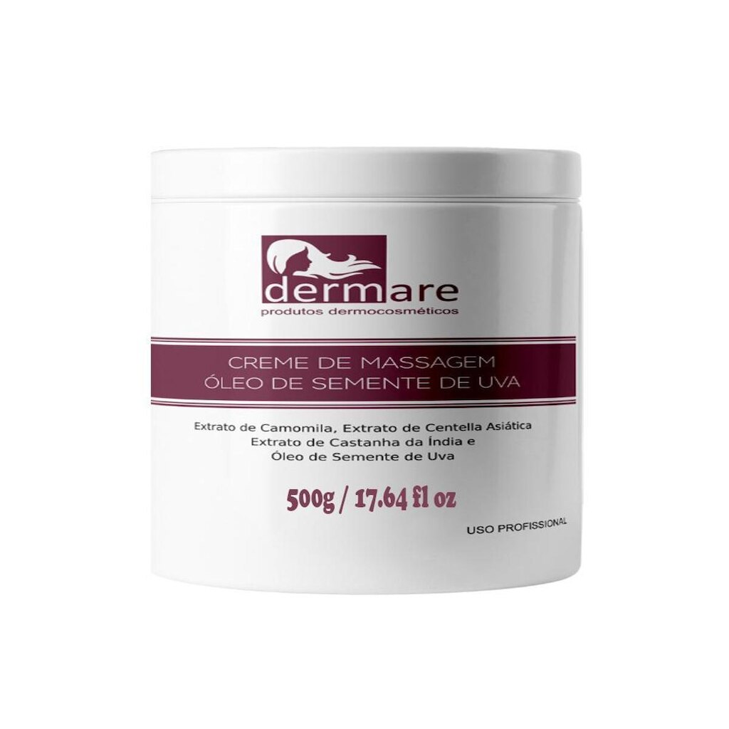 Creme de Massagem Óleo de Semente de Uva 500g - Dermare