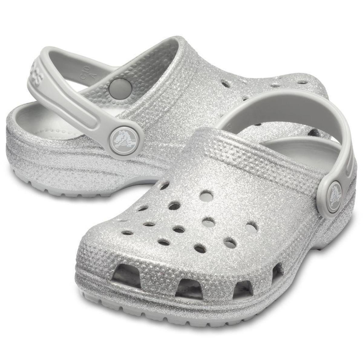 Crocs Classic Glitter Clog K Feminino Prata Netshoes Crocs Classic Glitter Clog K Feminino Prata Netshoes