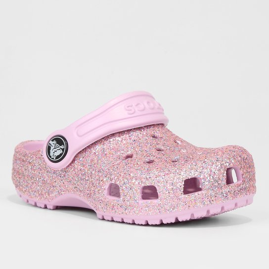 Crocs Infantil Classic Glitter Clog K Menina - Branco Menor preço em Crocs Infantil Classic Glitter Clog K Menina - Branco