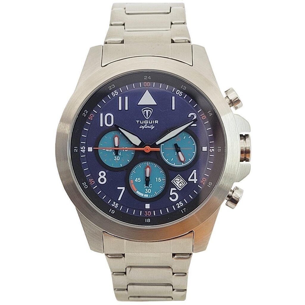 Cronógrafo Masculino Tuguir Analógico Infinity TGI37085 Prata e Azul