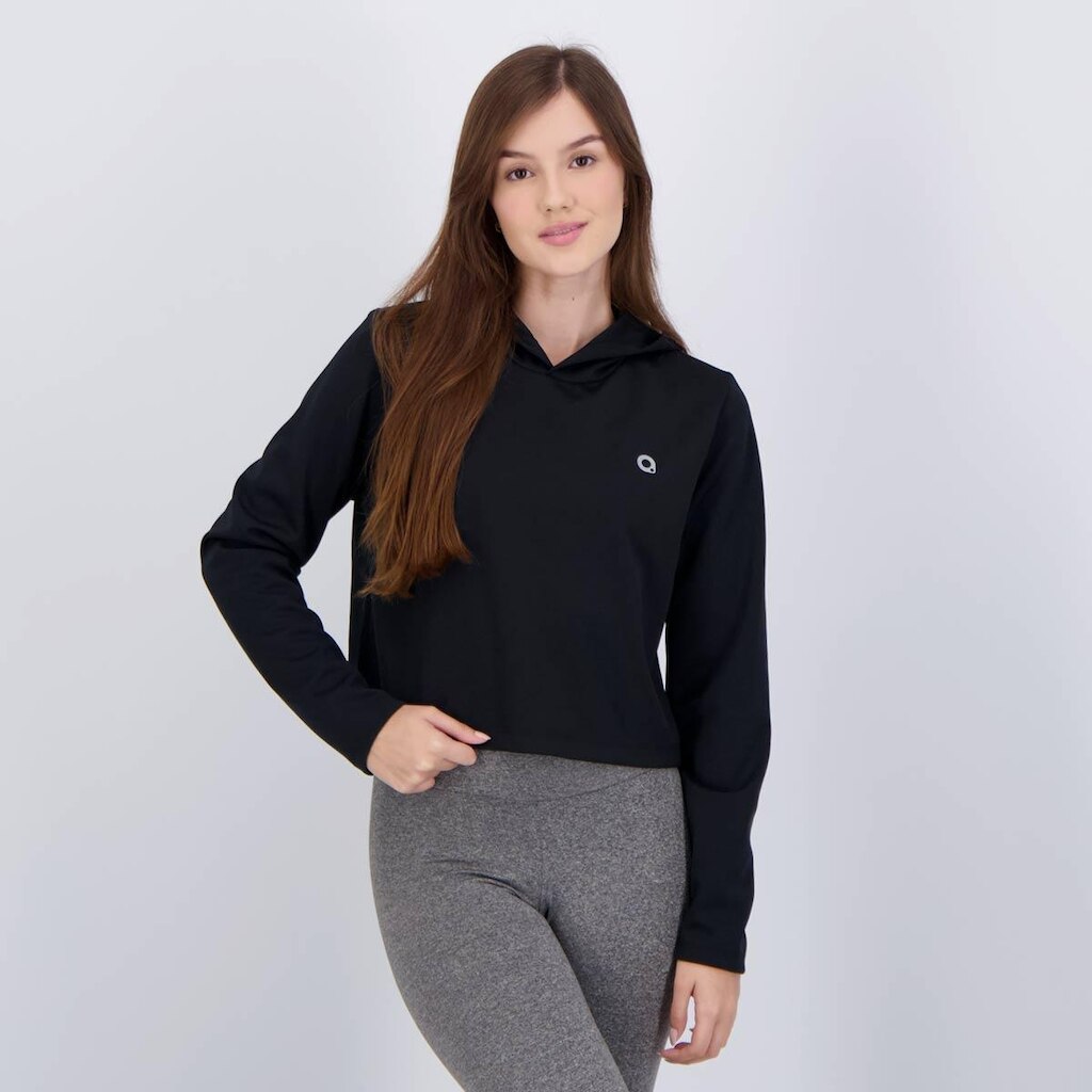 Cropped Area Dot Manga Longa Feminino Preto