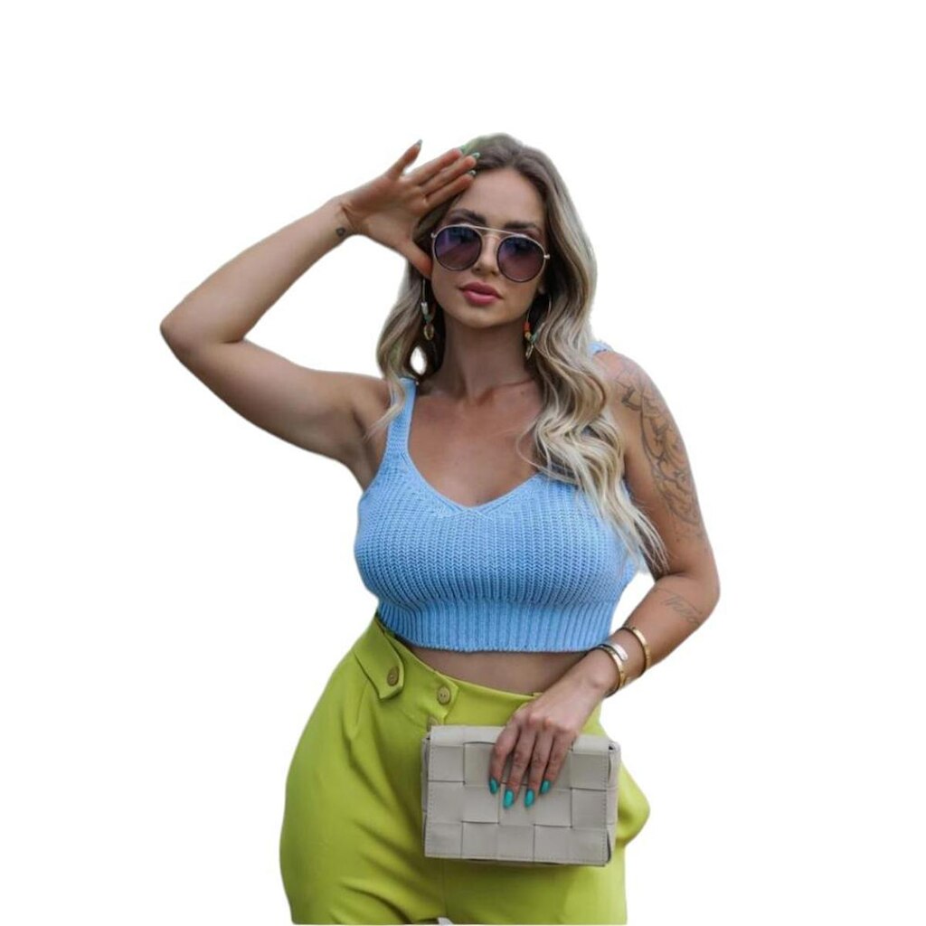 Cropped Blusa Tricot Modal Canelado