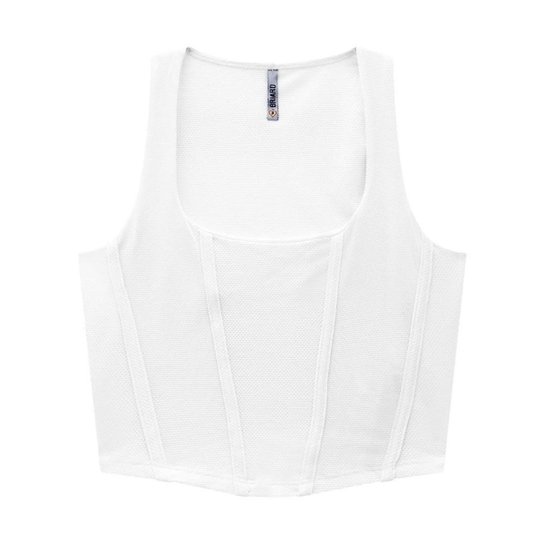 Cropped Briard Estruturado Decote Quadrado - Branco