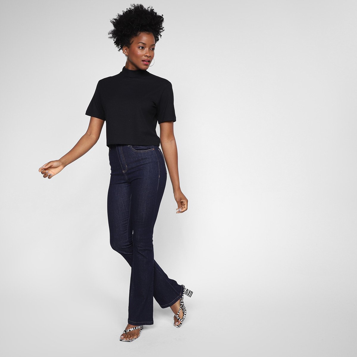 Cropped Canelado All's Gola Alta Feminino - 3