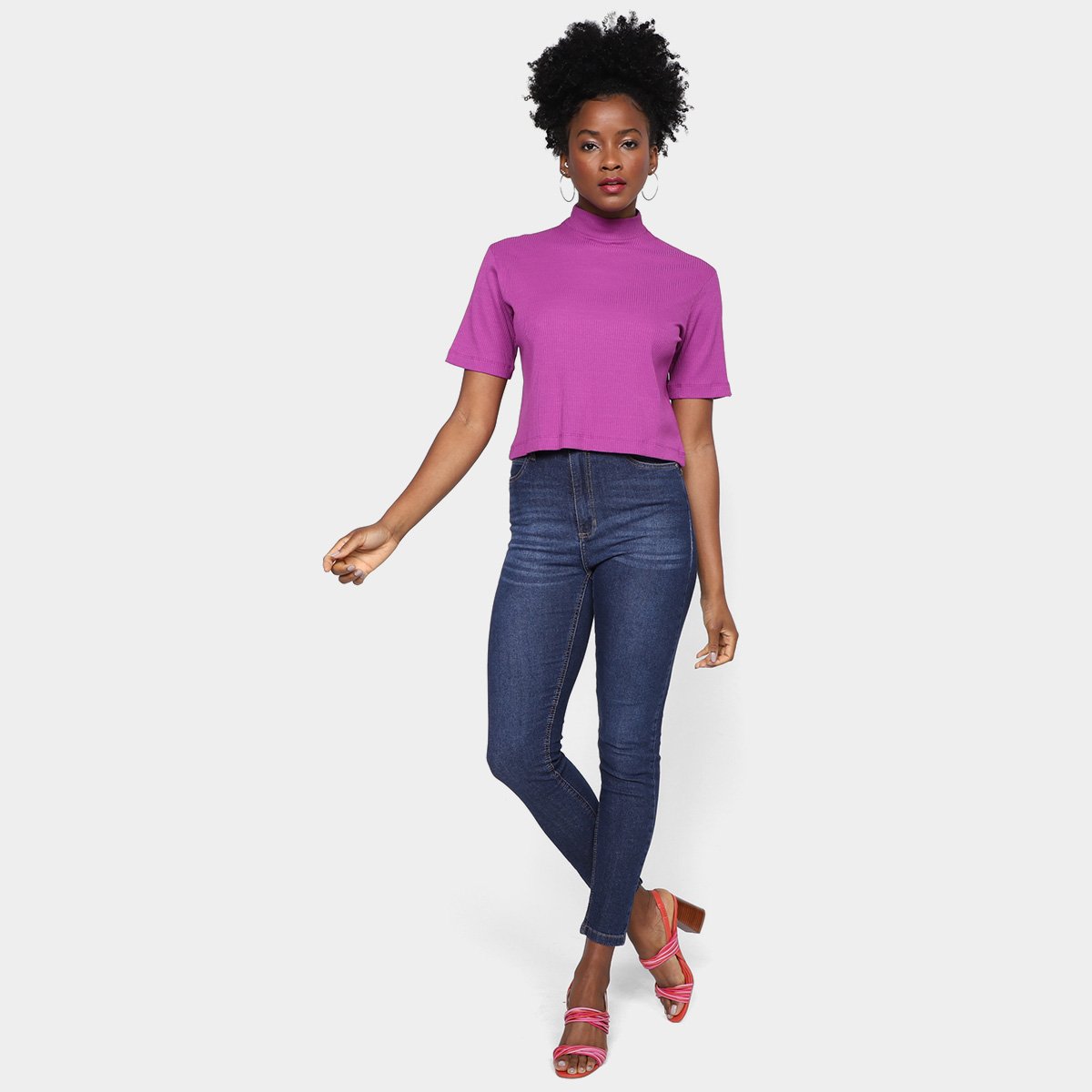 Cropped Canelado All's Gola Alta Feminino - 3