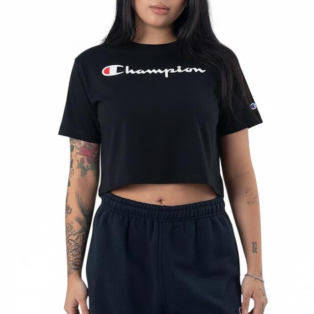 Cropped Champion Classic Script Black