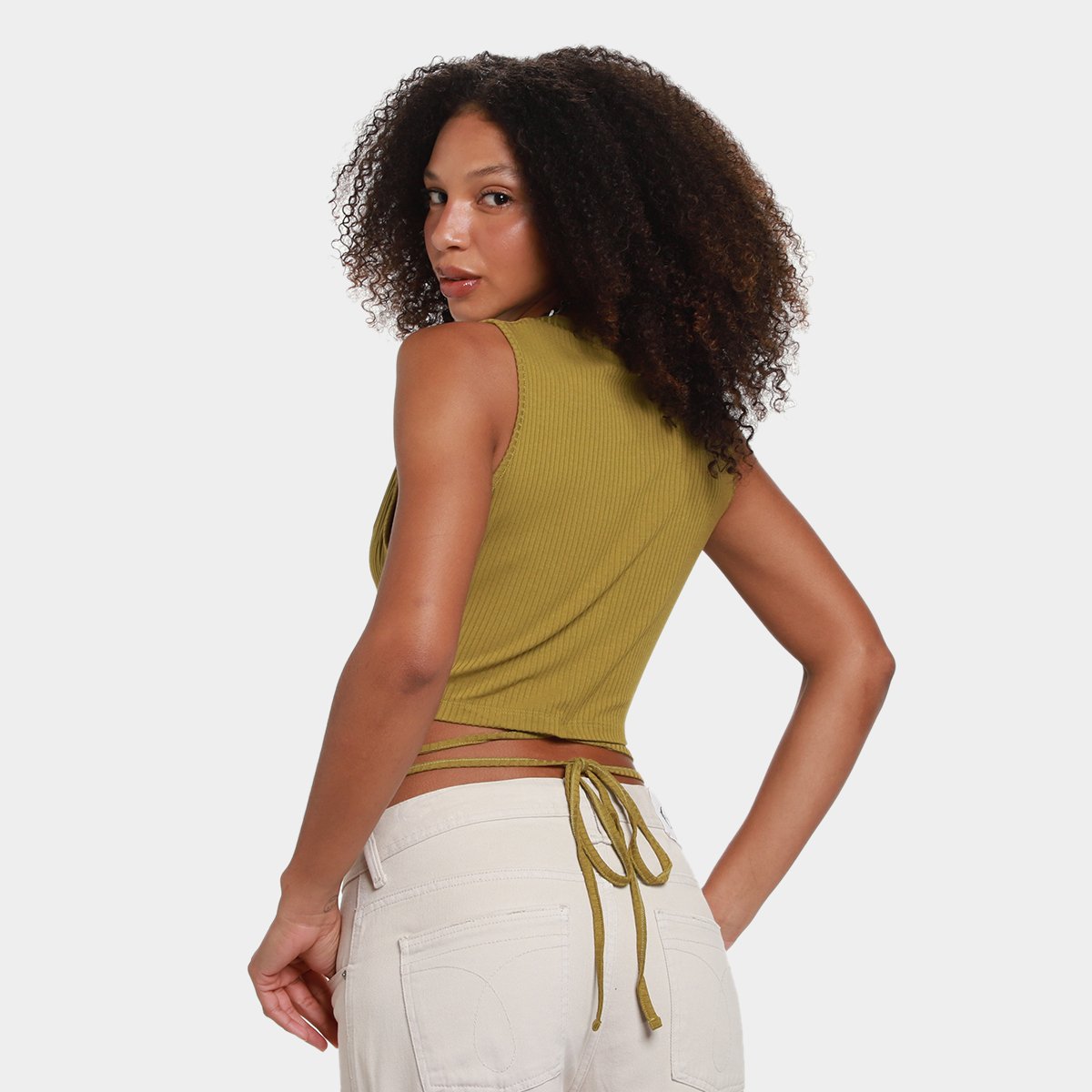 Cropped Colcci Canelado com Amarração Feminino - 1
