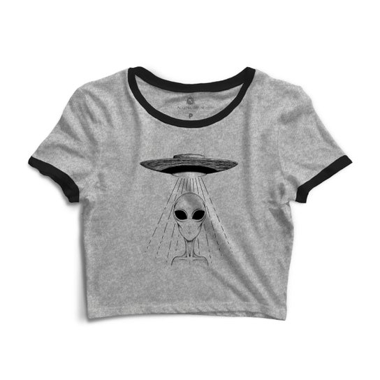 Cropped Com Viés Morena Deluxe Ovni and Alien Feminino - Cinza
