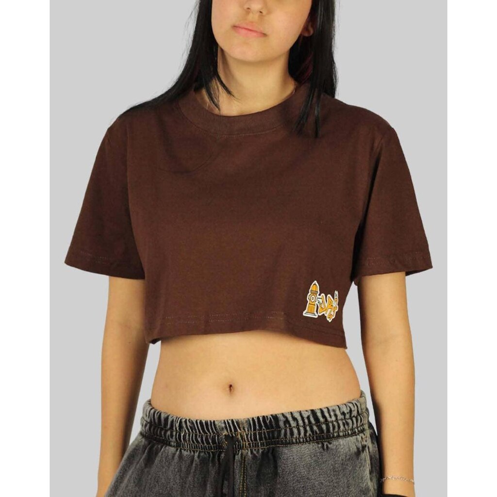 Cropped DR7 Street Logo Hidrante - Marrom