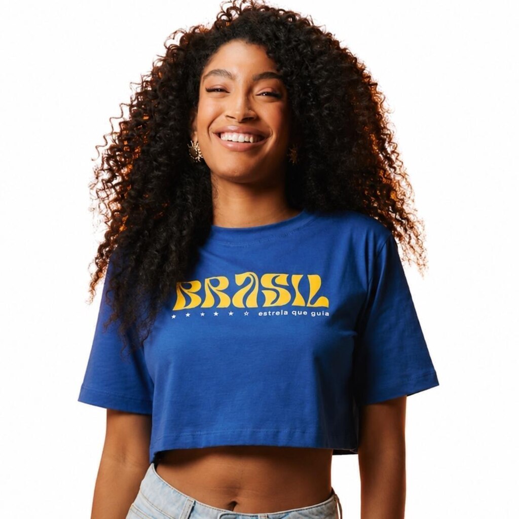 Cropped Feminino Brasil Agua Azul Licenciado