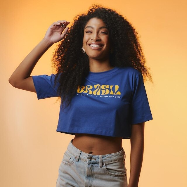 Cropped Feminino Brasil Agua Azul Licenciado