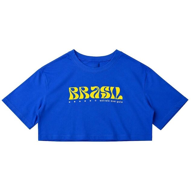 Cropped Feminino Brasil Agua Azul Licenciado